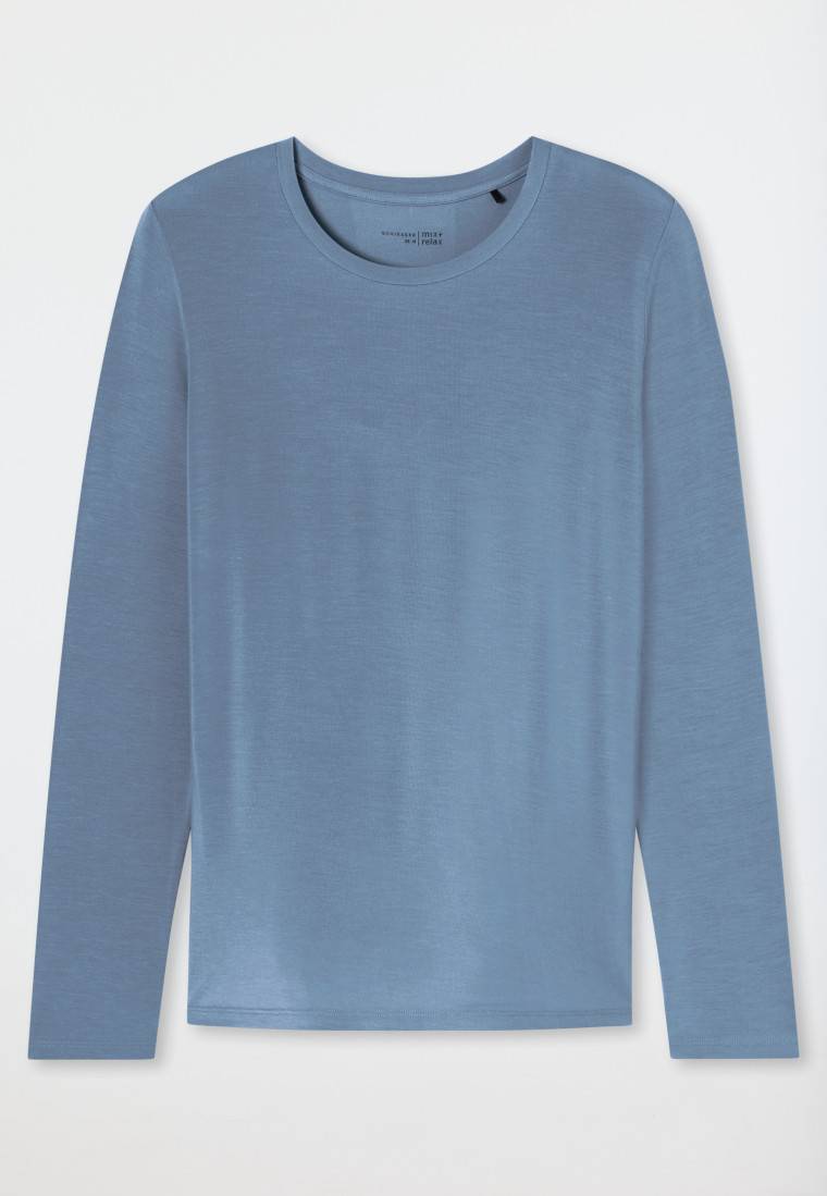 Schiesser Shirt langarm rundhals blaugrau - Mix+Relax Bis zu 50% Rabatt
