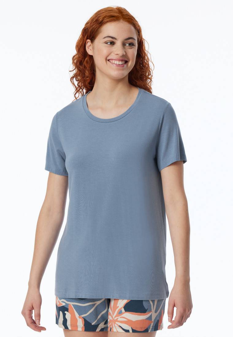 Schiesser Shirt kurzarm rundhals blaugrau - Mix+Relax Bis zu 60% Rabatt