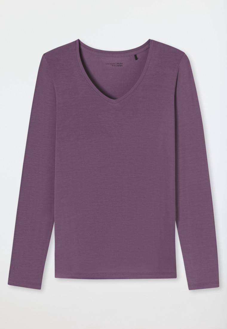 Schiesser Shirt langarm V-Ausschnitt malve - Mix+Relax Bis zu 65% Rabatt
