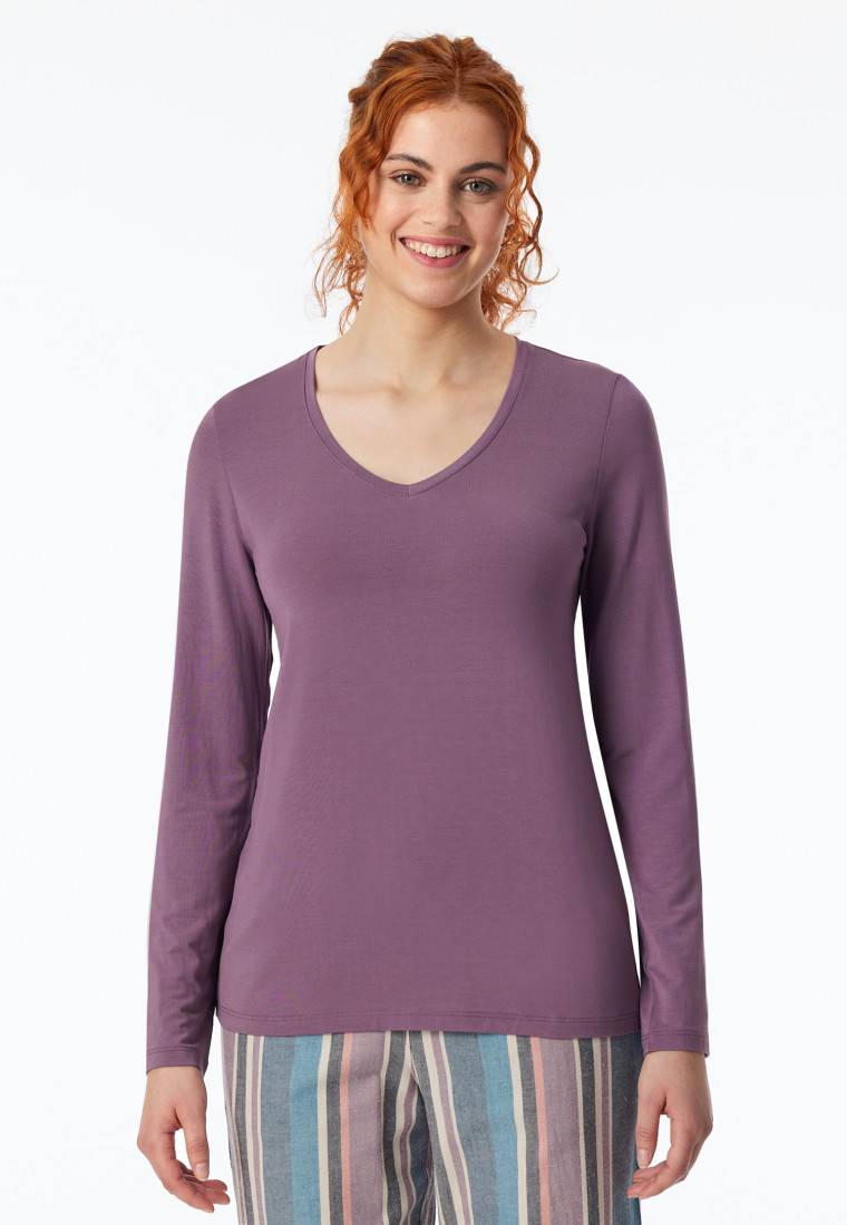 Schiesser Shirt langarm V-Ausschnitt malve - Mix+Relax Bis zu 65% Rabatt