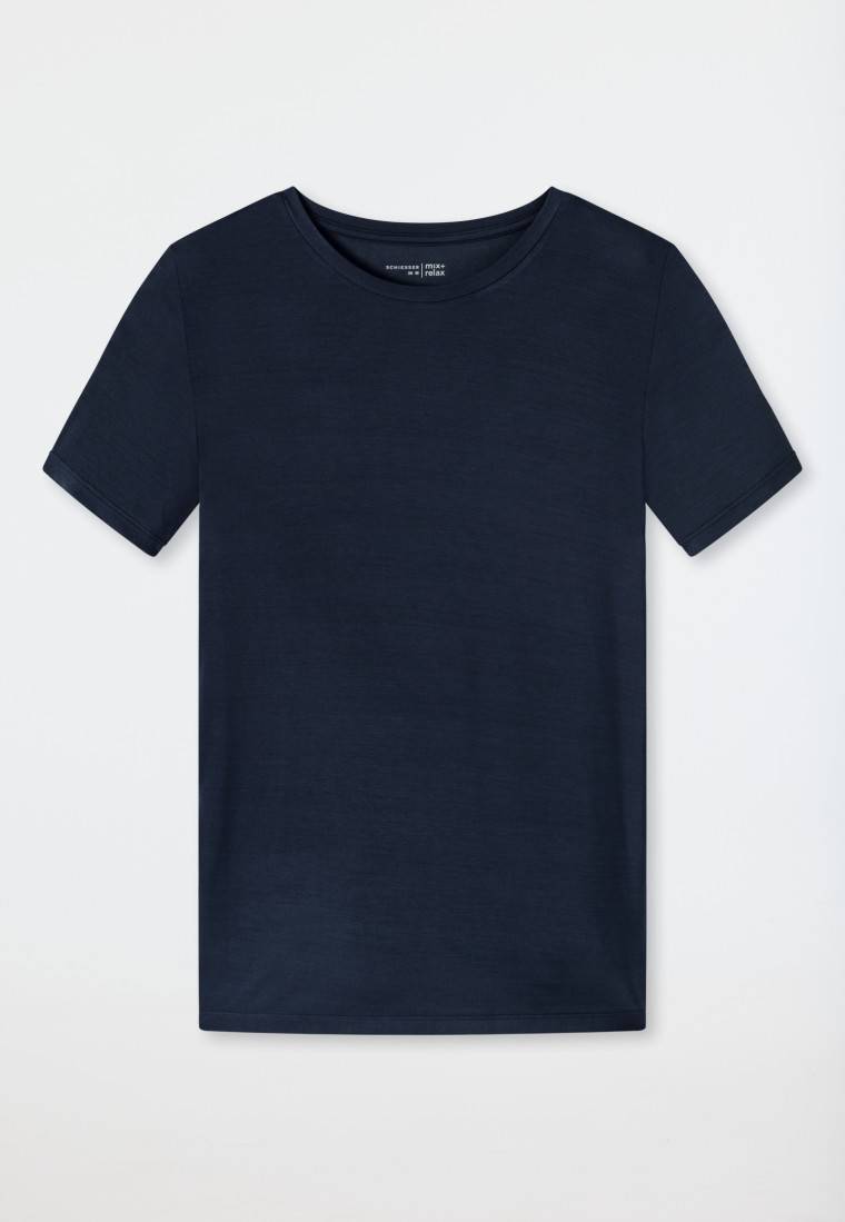 Schiesser Shirt kurzarm Modal blau - Mix+Relax Online