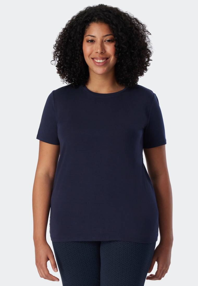 Schiesser Shirt kurzarm Modal blau - Mix+Relax Online
