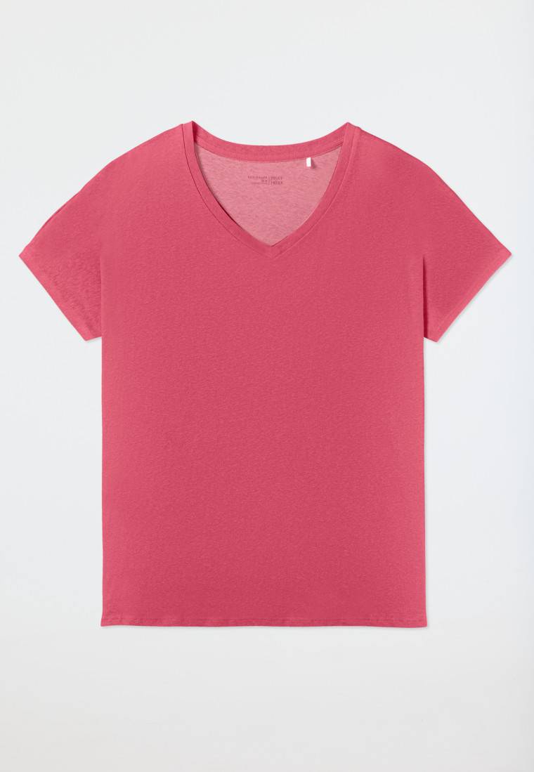 Schiesser Shirt kurzarm V-Ausschnitt pink - Mix+Relax Outlet