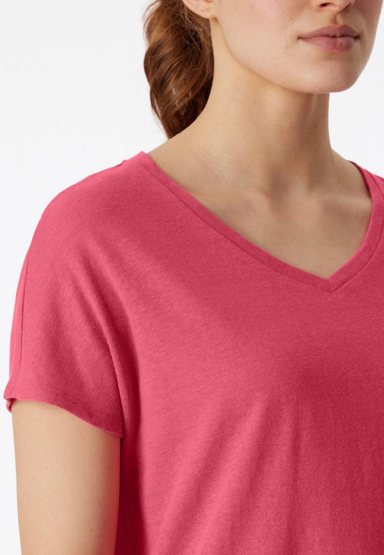 Schiesser Shirt kurzarm V-Ausschnitt pink - Mix+Relax Outlet
