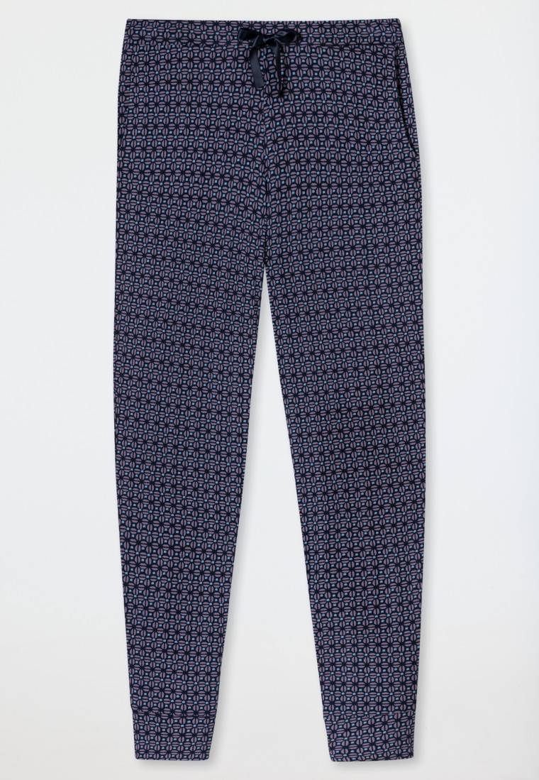 Schiesser Hose lang Bündchen multicolor floral gemustert - Mix+Relax im Angebot