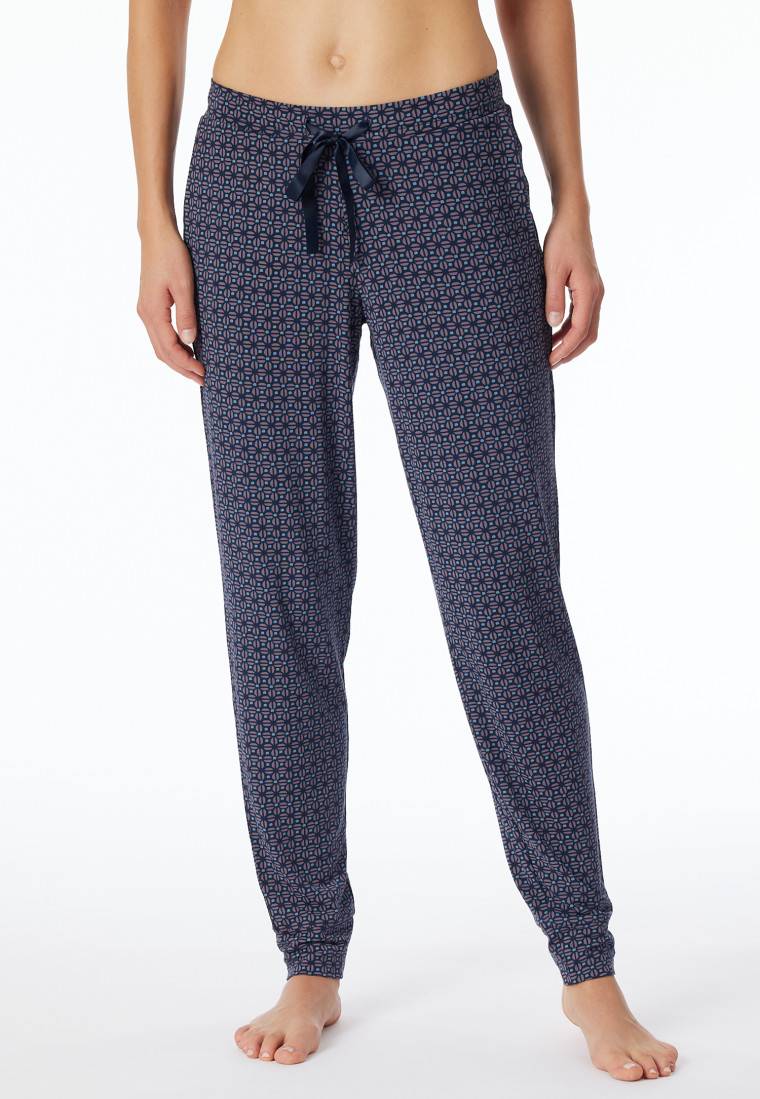 Schiesser Hose lang Bündchen multicolor floral gemustert - Mix+Relax im Angebot