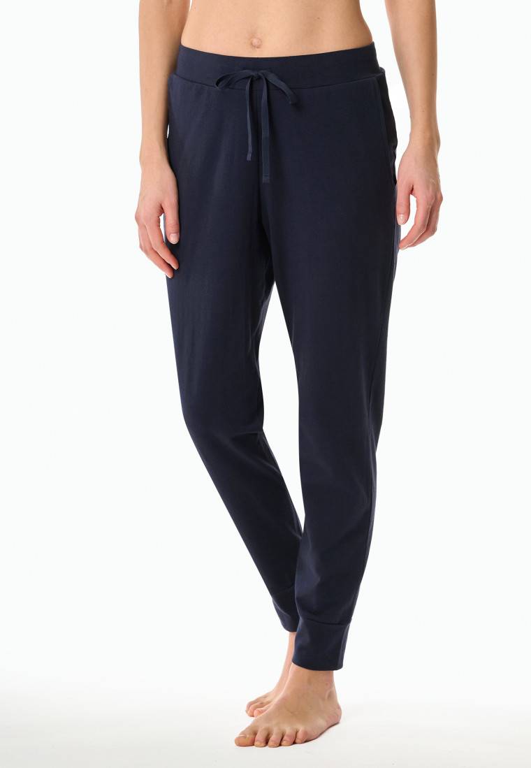 Schiesser Hose lang Bündchen dunkelblau - Mix+Relax Schlussverkauf