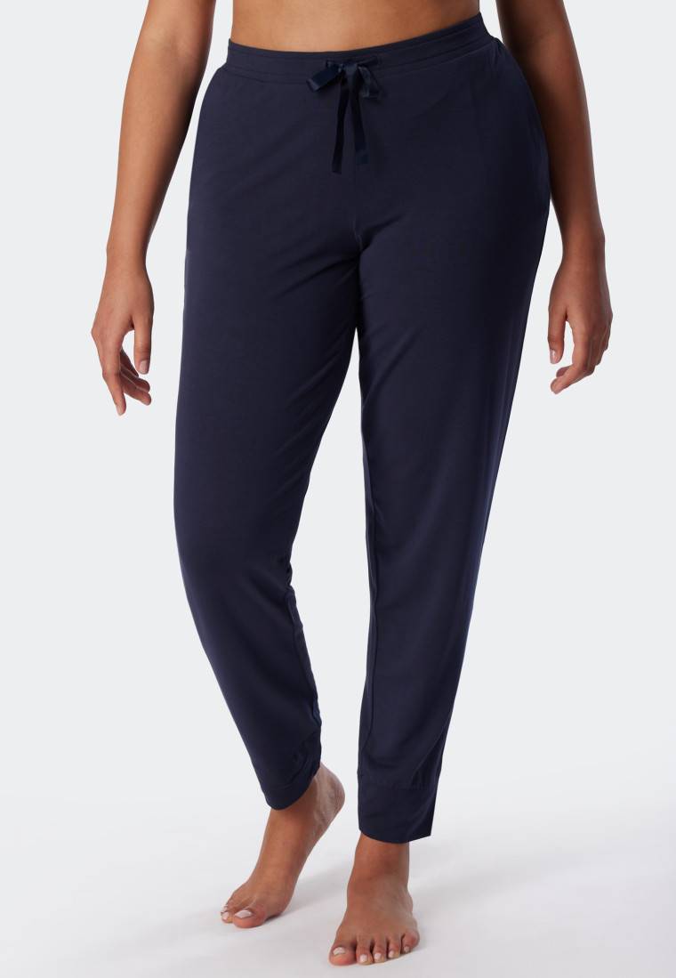 Schiesser Loungehose lang Modal Bündchen blau - Mix+Relax Muttertagsangebot