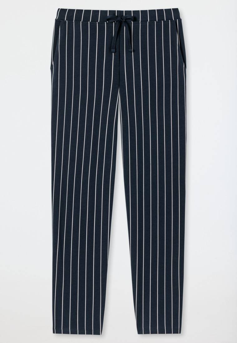 Schiesser Loungehose lang Jersey Streifen dunkelblau gemustert - Mix+Relax Vatertagsangebot