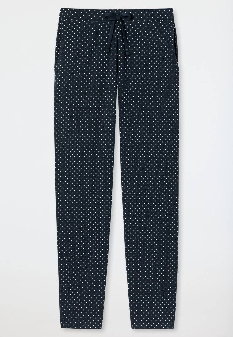 Schiesser Loungehose lang Jersey Punkte dunkelblau gemustert - Mix+Relax Neueste Mode