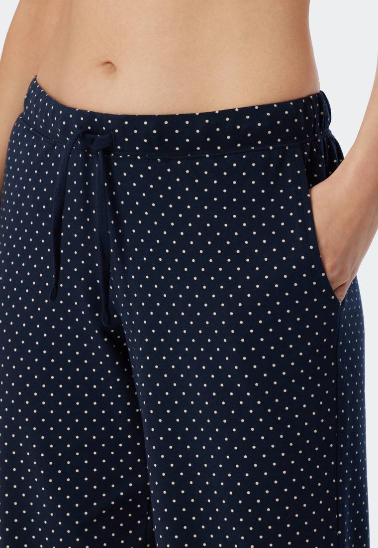Schiesser Loungehose lang Jersey Punkte dunkelblau gemustert - Mix+Relax Neueste Mode