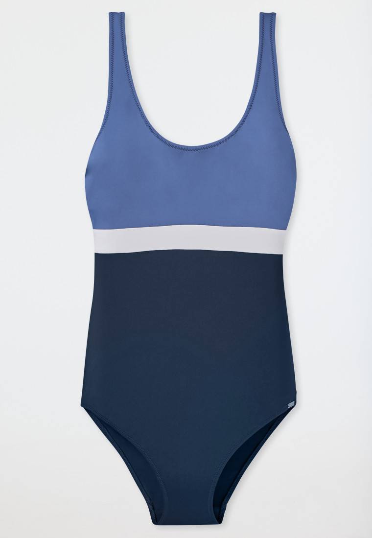 Schiesser Badeanzug Schwimmer Colorblock nachtblau - Aqua Ocean Swim Sonderangebote