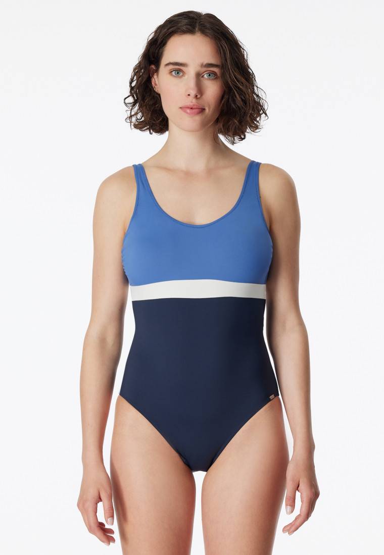 Schiesser Badeanzug Schwimmer Colorblock nachtblau - Aqua Ocean Swim Sonderangebote