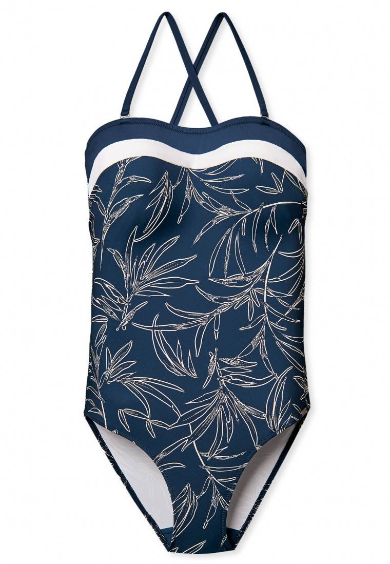 Schiesser Bandeau-Badeanzug variable Träger Softcups mit Support multicolor - Aqua Ocean Swim Riesige Ersparnisse