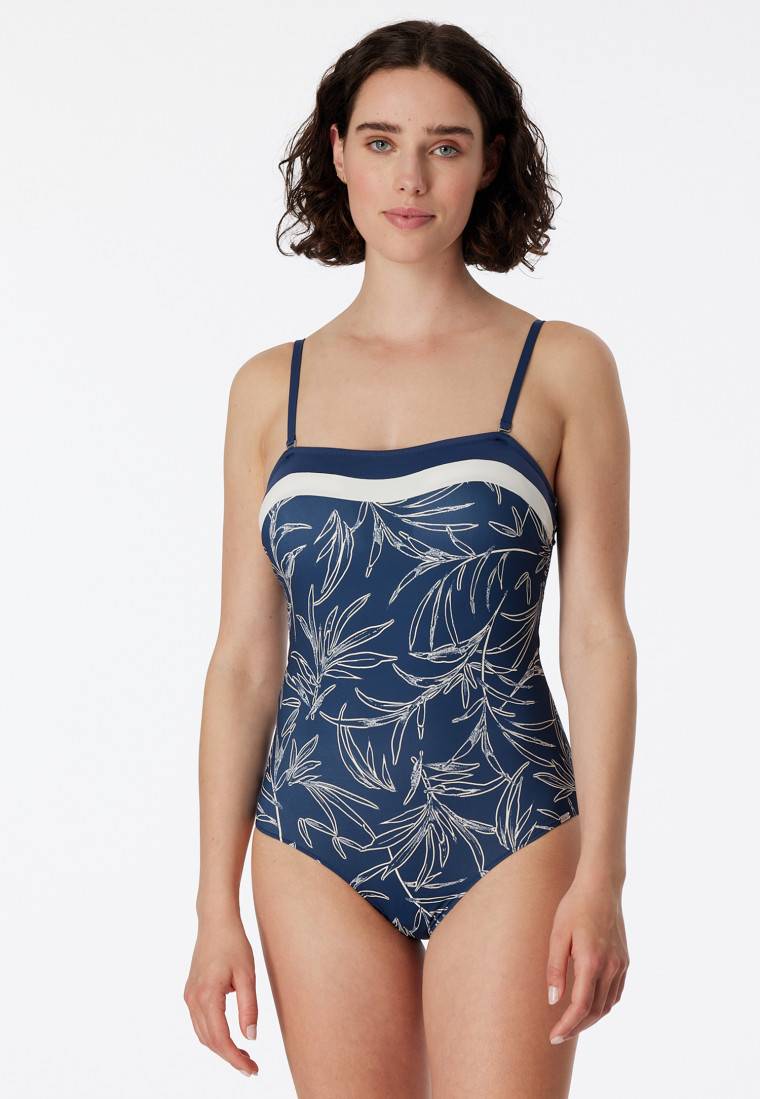 Schiesser Bandeau-Badeanzug variable Träger Softcups mit Support multicolor - Aqua Ocean Swim Riesige Ersparnisse