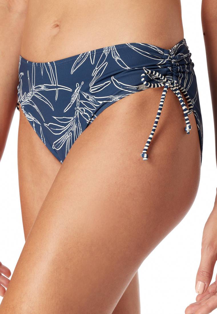 Schiesser Bandeau Bügel-Bikini Softcups variable Träger Midi-Slip verstellbare Seiten blau gemustert - Ocean Swim Letzter Tag