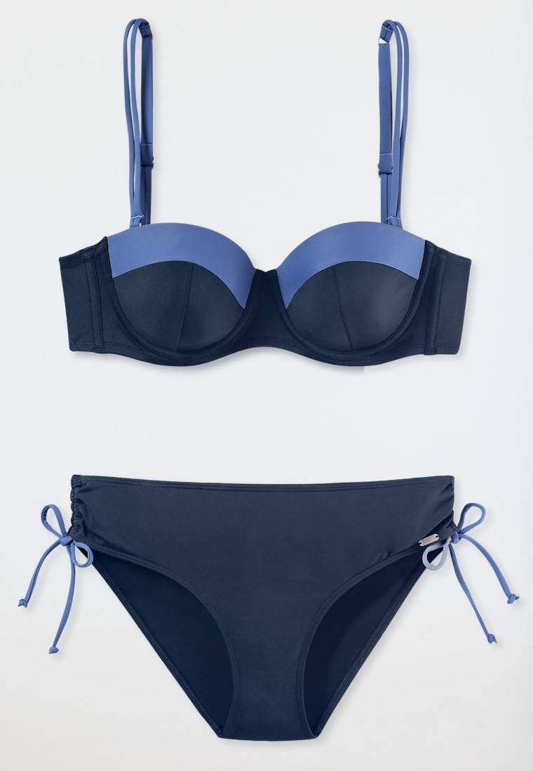 Schiesser Bandeau Bügel-Bikini Softcups variable Träger Midi-Slip verstellbare Seiten nachtblau - Ocean Swim Bis zu 60% Rabatt