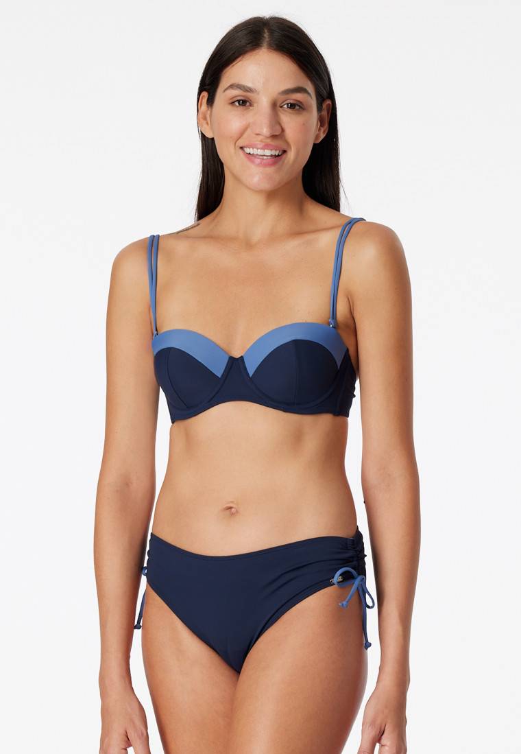 Schiesser Bandeau Bügel-Bikini Softcups variable Träger Midi-Slip verstellbare Seiten nachtblau - Ocean Swim Bis zu 60% Rabatt