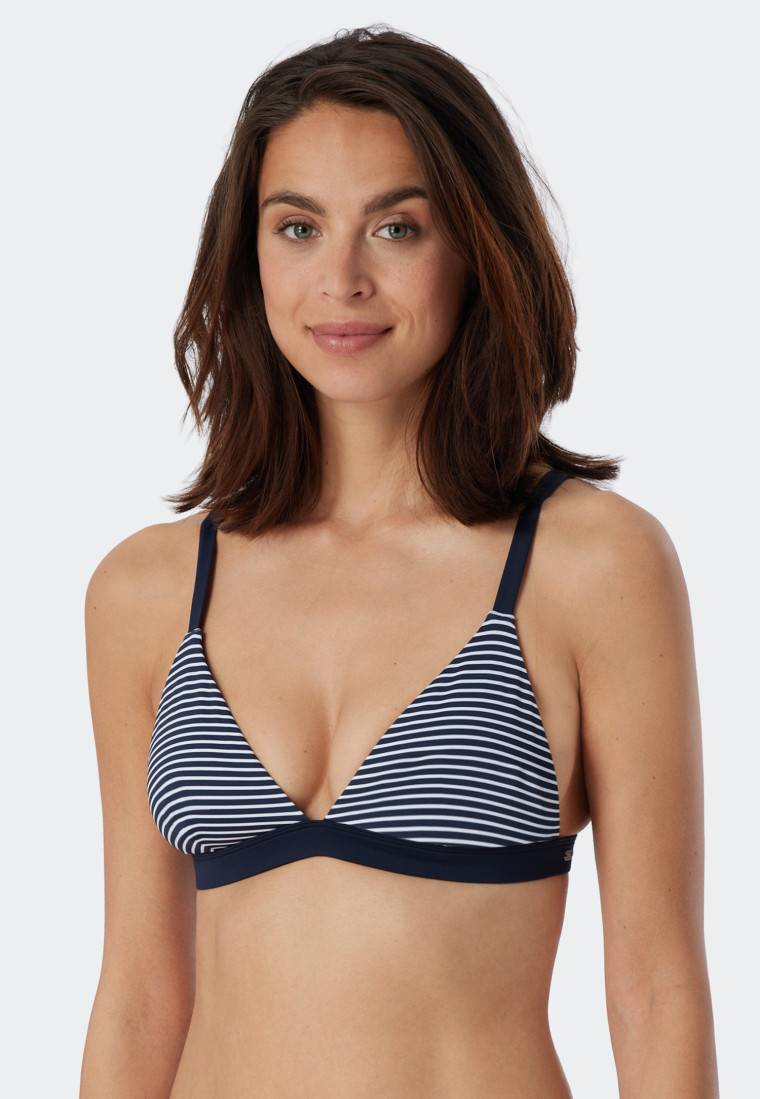 Schiesser Bikini Triangel-Top herausnehmbare Cups variable Träger Streifen dunkelblau - Mix & Match Reflections Bis zu 65% Rabatt