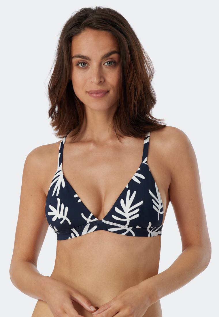 Schiesser Bikini Triangel-Top herausnehmbare Cups variable Träger Korallen dunkelblau-gemustert - Mix & Match Coral Life Sonderangebot der Fabrik