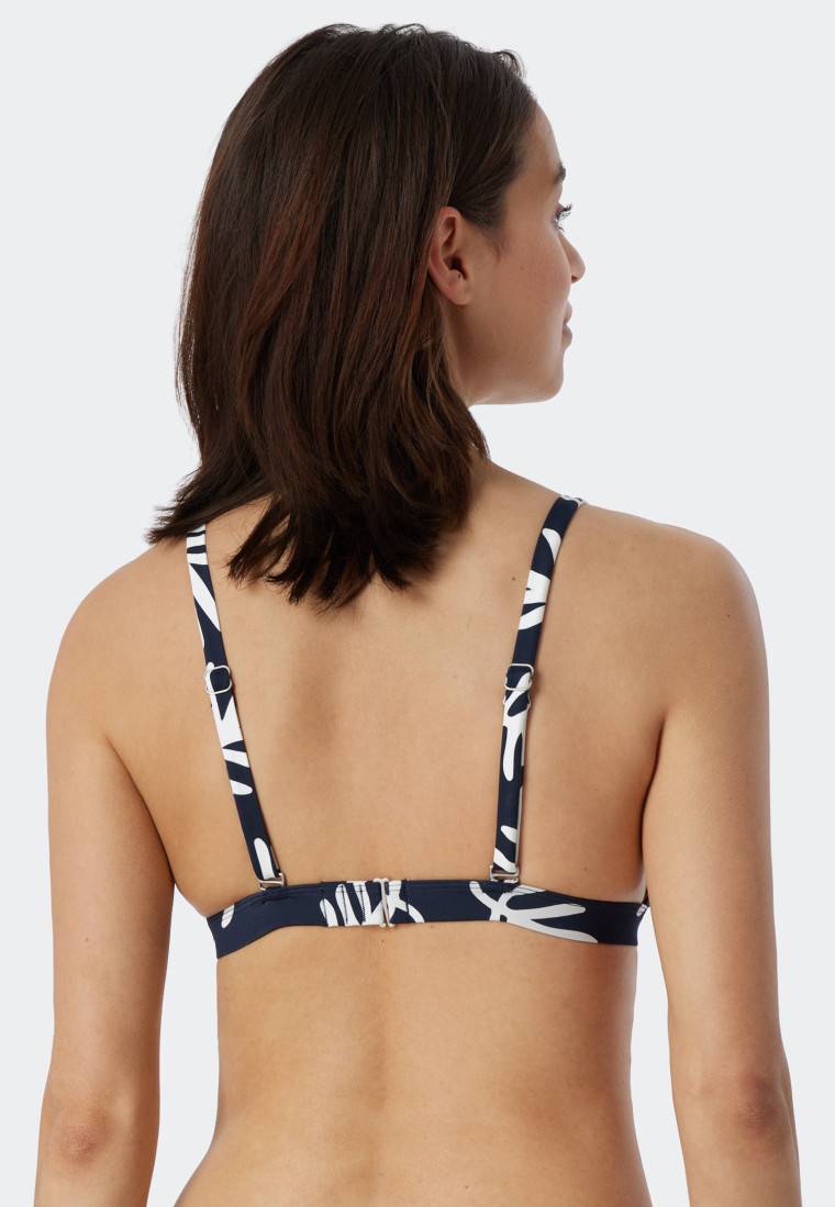 Schiesser Bikini Triangel-Top herausnehmbare Cups variable Träger Korallen dunkelblau-gemustert - Mix & Match Coral Life Sonderangebot der Fabrik