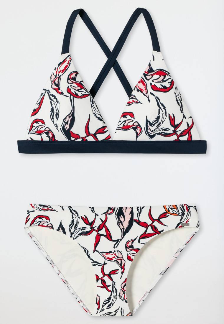 Schiesser Triangel-Bikini herausnehmbare Softcups variable Träger gefüttert Mini-Slip Blumenprint mehrfarbig - Deep Sea Bis zu 55% Rabatt