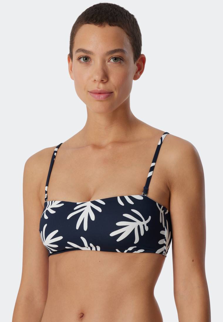 Schiesser Bandeau Bikini-Top gefüttert Softcups variable Träger Korallen dunkelblau-gemustert - Mix & Match Coral Life Nur noch ein Tag übrig