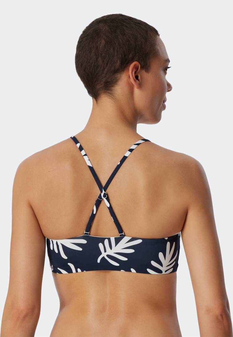 Schiesser Bandeau Bikini-Top gefüttert Softcups variable Träger Korallen dunkelblau-gemustert - Mix & Match Coral Life Nur noch ein Tag übrig
