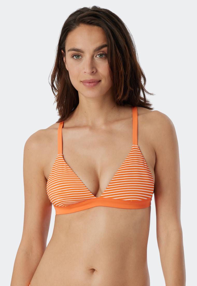 Schiesser Bikini Triangel-Top herausnehmbare Cups variable Träger Streifen orange - Mix & Match Reflections Super Rabatt