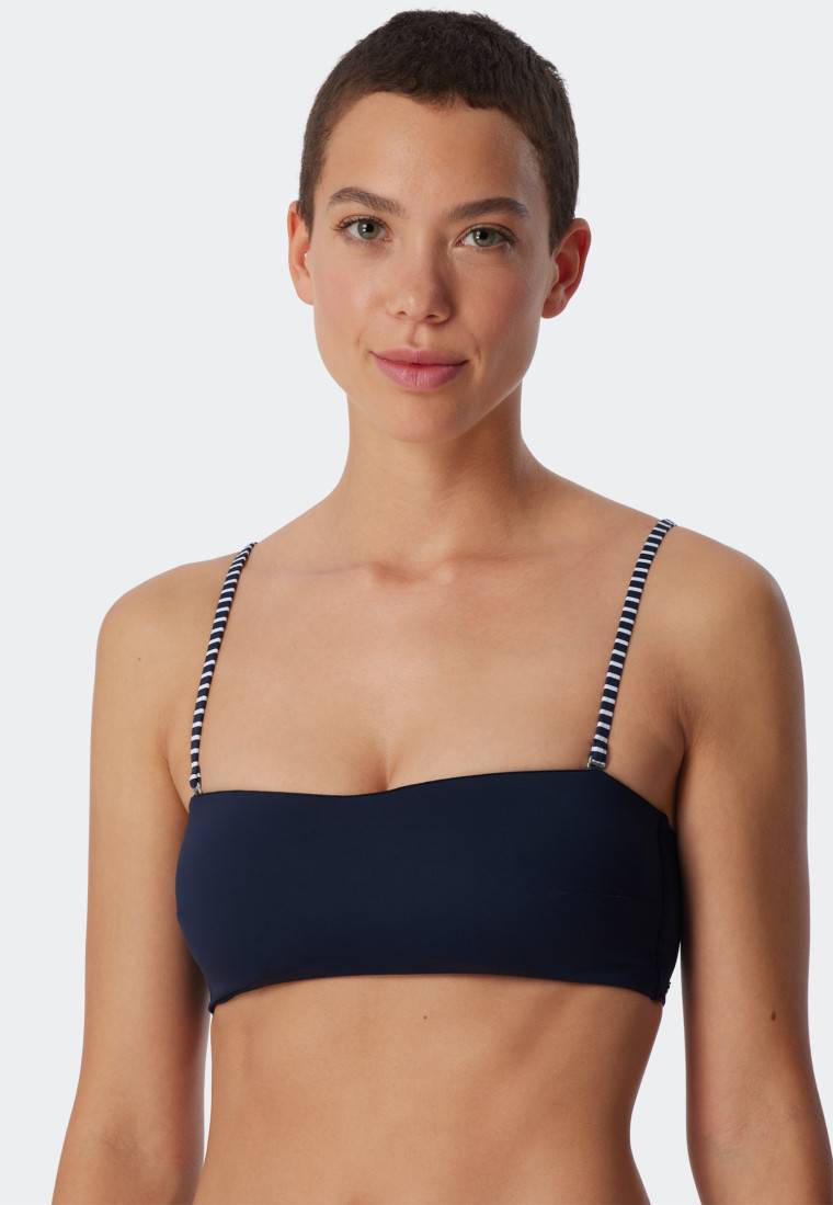 Schiesser Bandeau Bikini-Top gefüttert Softcups variable Träger dunkelblau - Mix & Match Reflections Riesige Rabatte