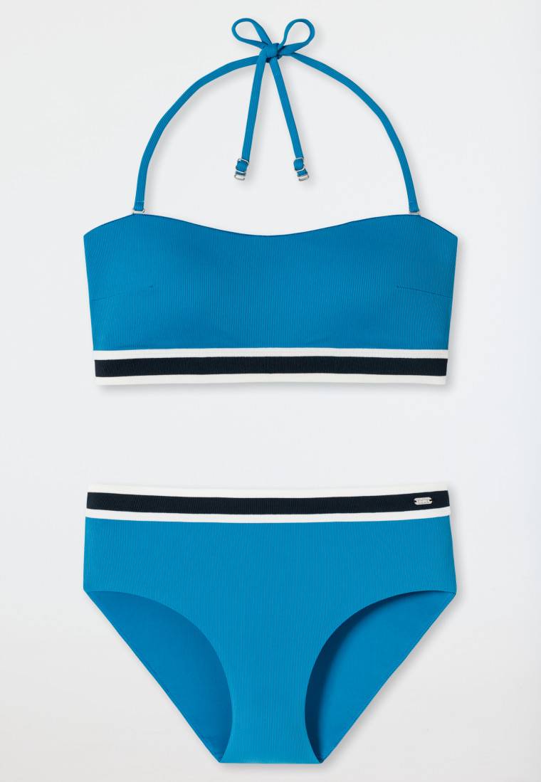 Schiesser Bandeau Bikini-Set Softpads variable Träger Midi-Slip Ripp-Optik aquarium - Underwater Kostenloser Versand international