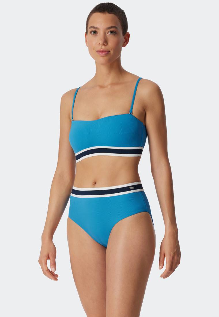 Schiesser Bandeau Bikini-Set Softpads variable Träger Midi-Slip Ripp-Optik aquarium - Underwater Kostenloser Versand international