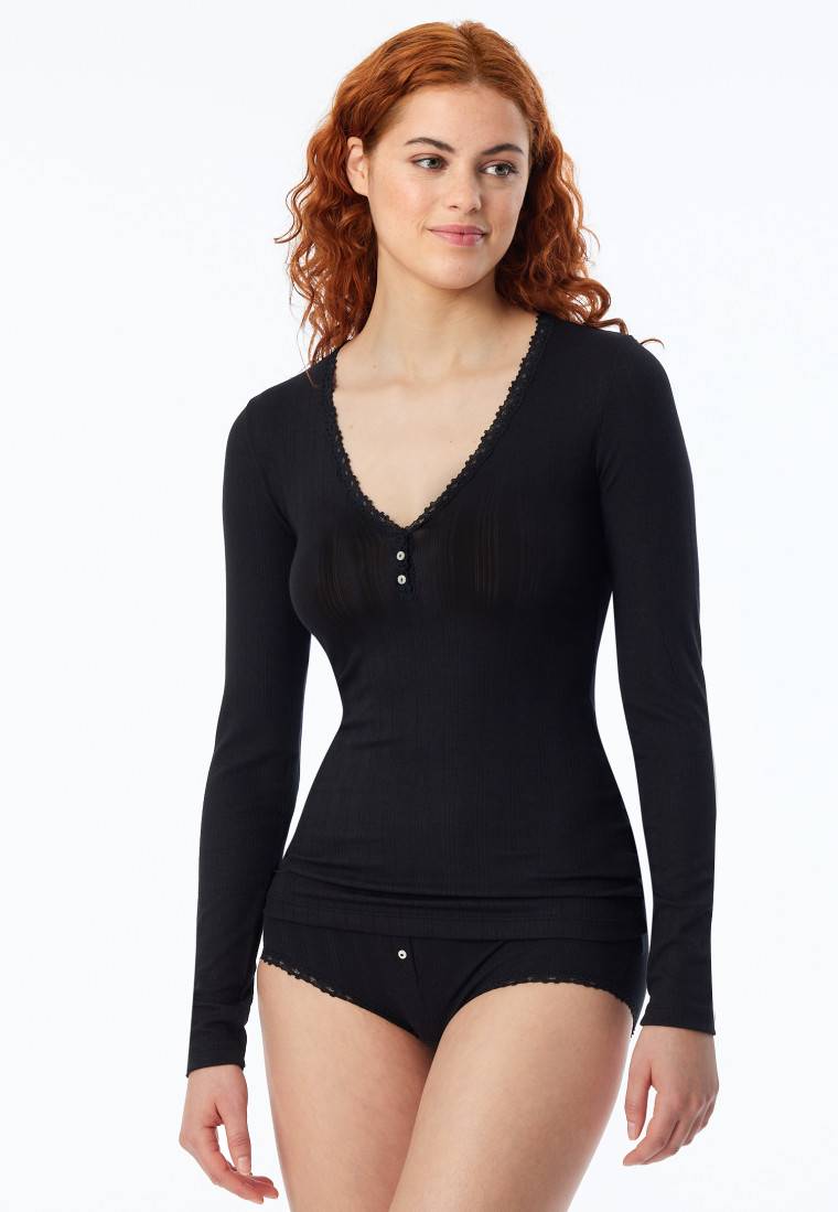 Schiesser Shirt langarm schwarz - Revival Agathe Fabrikladen