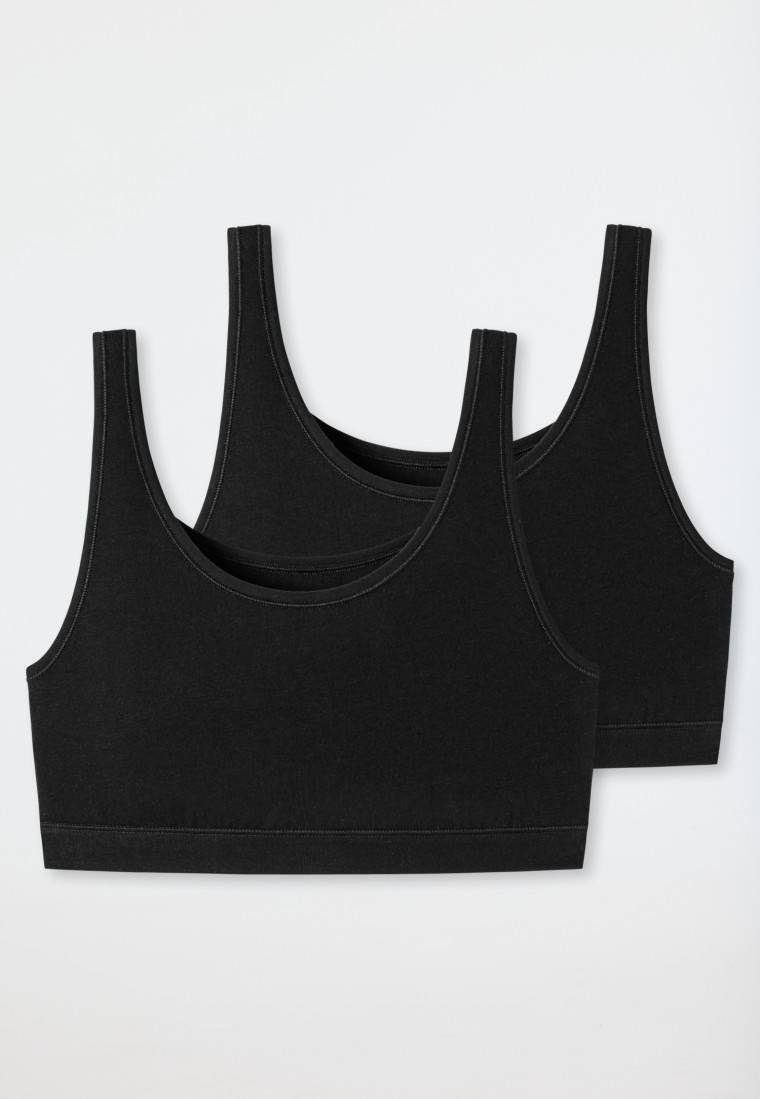 Schiesser Bustier 2er-Pack ohne Cups Organic Cotton schwarz - 95/5 Begrenztes Angebot