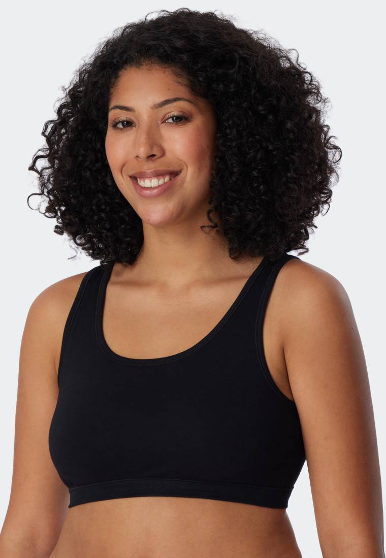 Schiesser Bustier 2er-Pack ohne Cups Organic Cotton schwarz - 95/5 Begrenztes Angebot