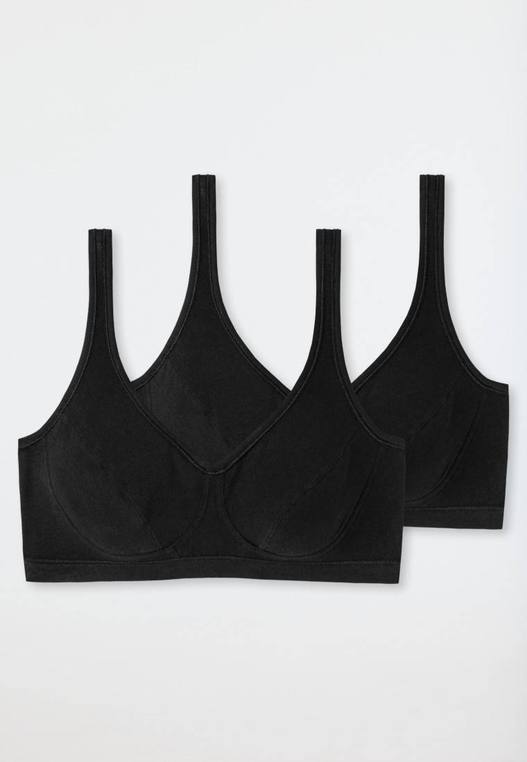 Schiesser Bustier 2er-Pack mit Cups Organic Cotton schwarz - 95/5 Online Shopping