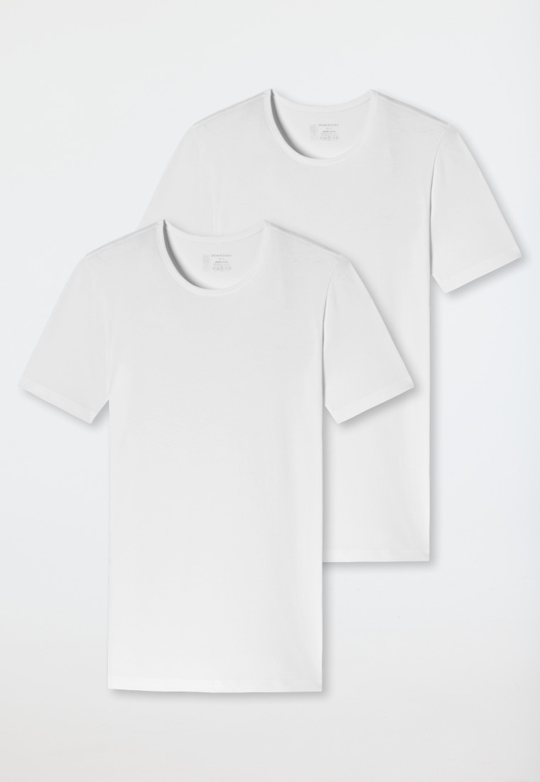Schiesser Shirts kurzarm 2er-Pack Organic Cotton Rundhals weiß – 95/5 Super Sparpreis