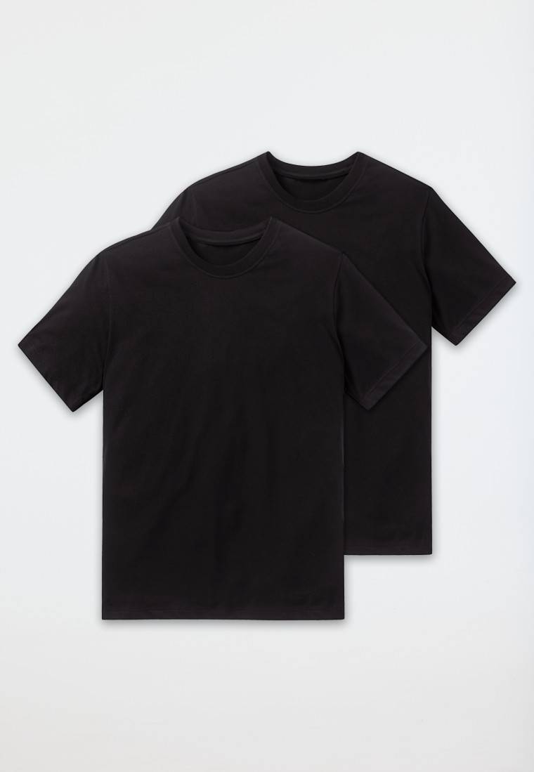 Schiesser Shirt kurzarm Jersey 2er-Pack rundhals schwarz - American T-Shirt Kostenlose Rückgabe