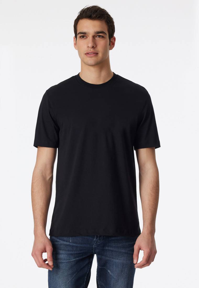 Schiesser Shirt kurzarm Jersey 2er-Pack rundhals schwarz - American T-Shirt Kostenlose Rückgabe