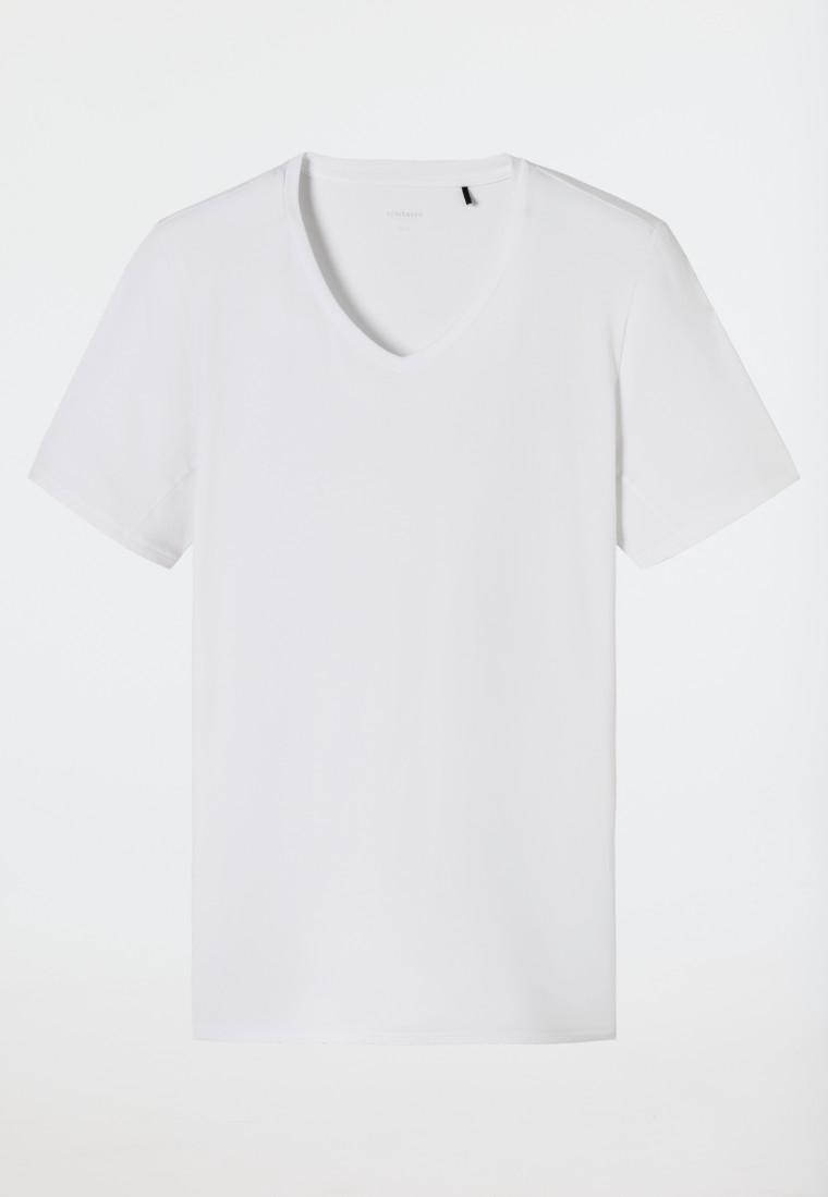 Schiesser Shirt kurzarm V-Ausschnitt weiß - Premium Cotton Letzte 3 Tage