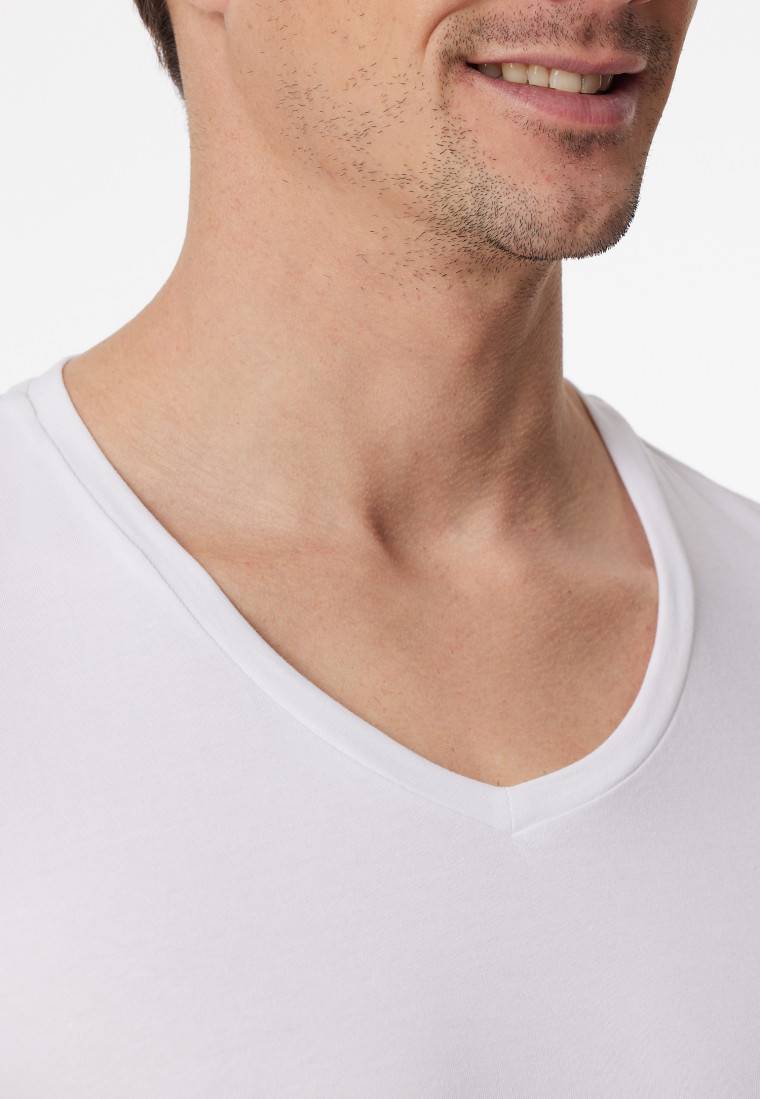 Schiesser Shirt kurzarm V-Ausschnitt weiß - Premium Cotton Letzte 3 Tage