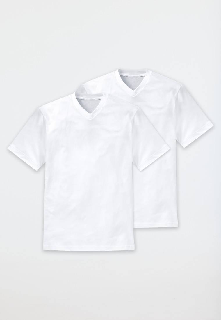 Schiesser Shirt kurzarm Jersey 2er-Pack V-Ausschnitt weiß - American T-Shirt JETZT KAUFEN