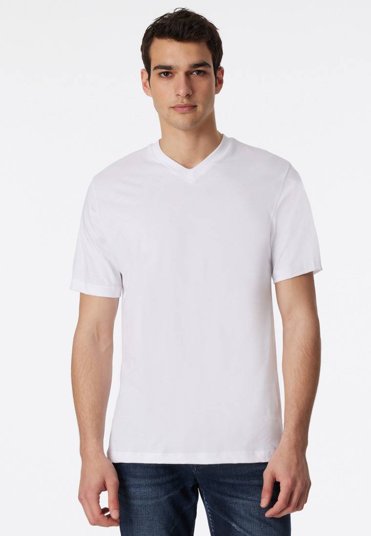 Schiesser Shirt kurzarm Jersey 2er-Pack V-Ausschnitt weiß - American T-Shirt JETZT KAUFEN