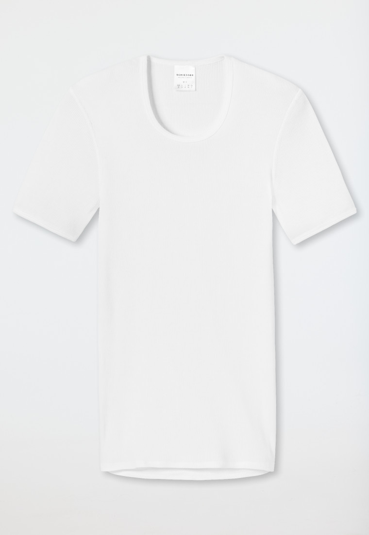 Schiesser Shirt kurzarm Doppelripp weiß - Original Classics Letzter Tag