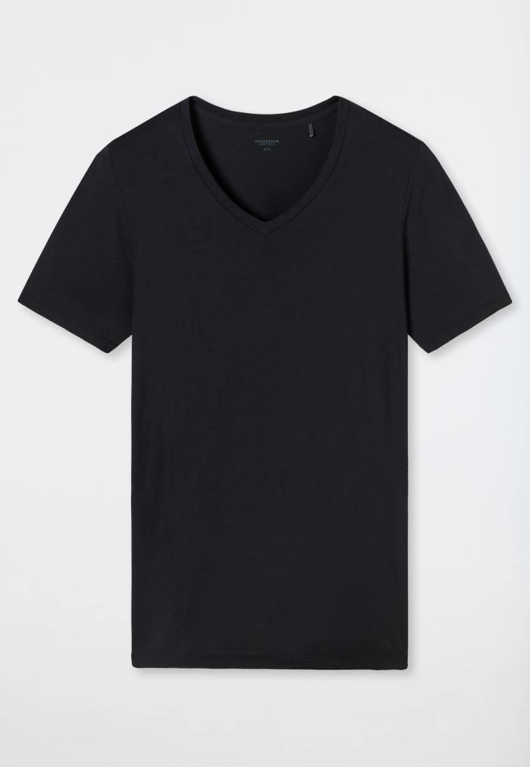 Schiesser Shirt kurzarm V-Ausschnitt schwarz - Premium Modal Bis zu 60% Rabatt