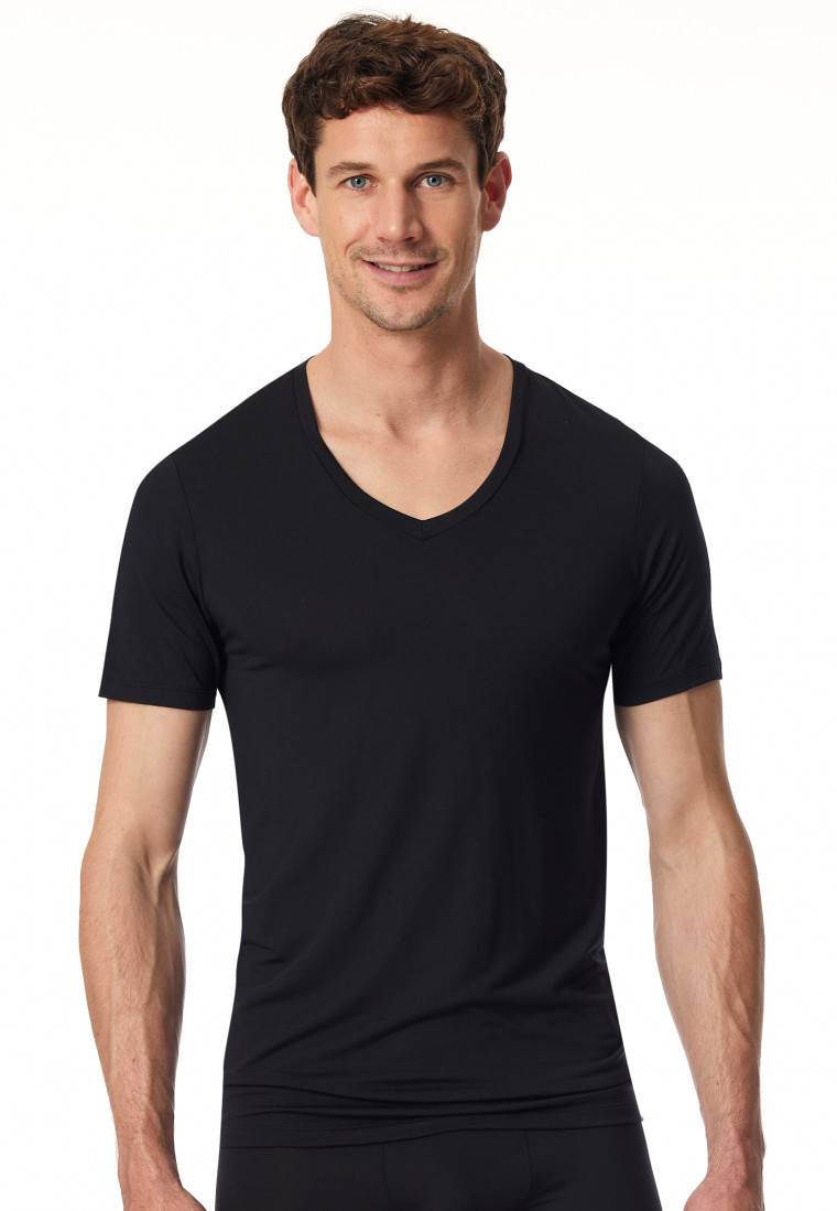 Schiesser Shirt kurzarm V-Ausschnitt schwarz - Premium Modal Bis zu 60% Rabatt