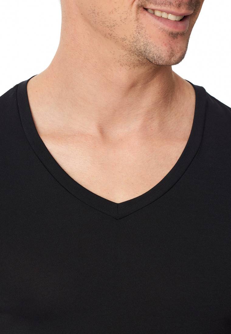 Schiesser Shirt kurzarm V-Ausschnitt schwarz - Premium Modal Bis zu 60% Rabatt
