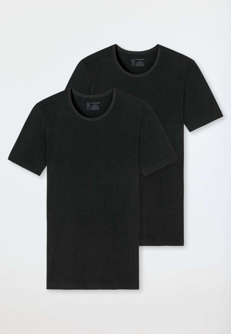 Schiesser Shirts kurzarm 2er-Pack Organic Cotton Rundhals schwarz - 95/5 Vierteljährliche Förderung