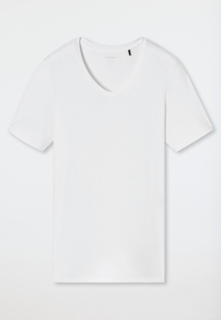 Schiesser Shirt kurzarm V-Ausschnitt weiß - Premium Modal Discount Store für neue Produkte