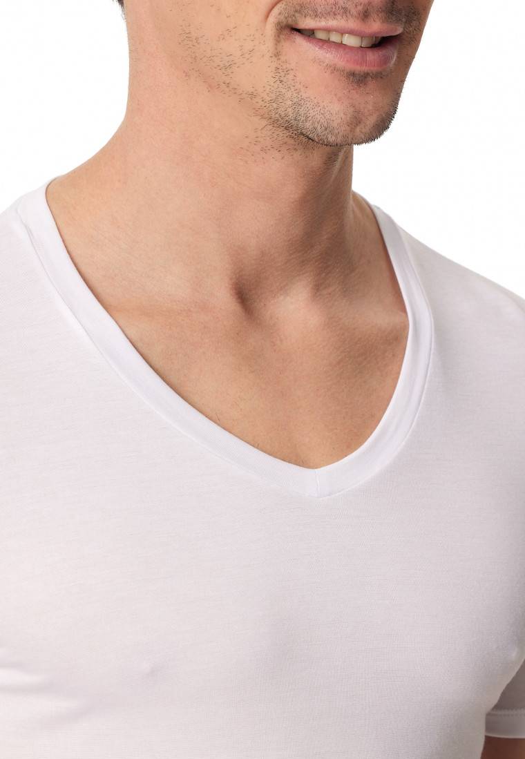 Schiesser Shirt kurzarm V-Ausschnitt weiß - Premium Modal Discount Store für neue Produkte